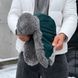 Чоловіча зимова шапка вушанка з натурального хутра кролика, тепла хутряна шапка, бірюзова 560 фото 6