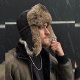 Шапка вушка з натурального хутра кроля коричневого кольору 533 фото