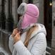 Жіноча зимова шапка вушанка з натурального хутра кролика тепла хутряна шапка рожева 561 фото 4